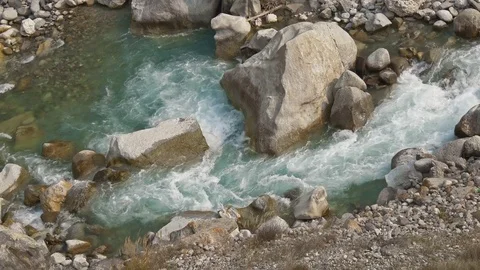 Mountain river with azure water Video stock 83618949