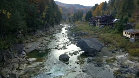 Mountain river with beautiful rocks. Video stock 165164324