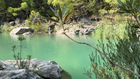 Mountain river with blue water, flow of water. Stock Footage 307966885