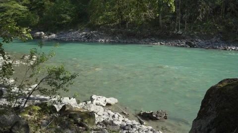Mountain river with blue water Video stock 149731243