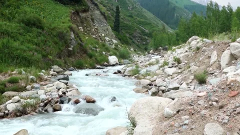 Mountain River with Blue Water Stock Footage 249752270