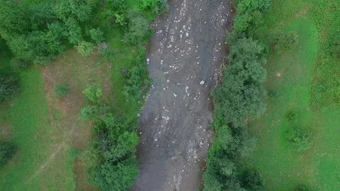 Mountain River Camera Flying Down Video stock 74795376