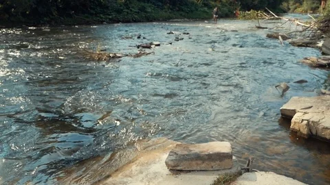 Mountain river in Carpathians Stock Footage 95410217