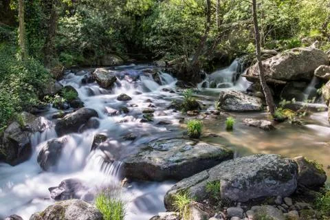 Mountain river with cascades Stock Photos