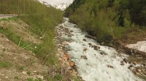 Mountain, river, Caucasus Stock Footage