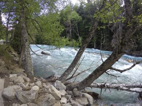 Mountain river in the Caucasus Stock Photos