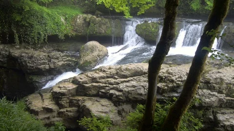 Mountain river with clean water in Caucasus mountain in Georgia near Kutaisi Stock Footage 76097112