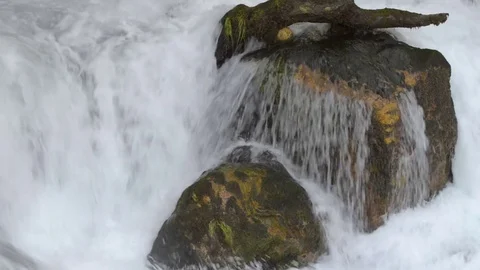 Mountain river with clean water in Caucasus mountain in Georgia near Kutaisi Stock Footage 76200809