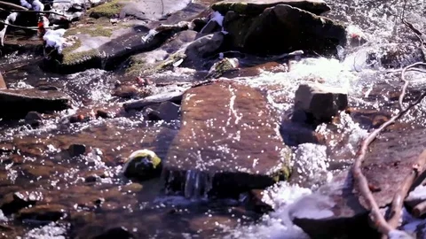 Mountain river with clear, cold water Stock Footage 78524771