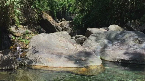 Mountain river clear water flowing Himalayas. Nature Nepal hd video background. Stock Footage 64827380