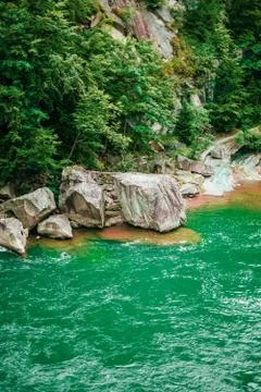 Mountain river with cliffs Stock Photos