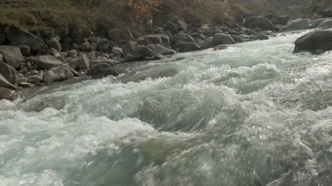 Mountain river close-up, running over rocks Stock Footage 171944648
