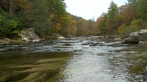 Mountain River on Cloudy Day Stock Footage 32477662