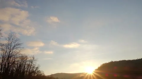 Mountain river at dawn in autumn Stock Footage 143389838