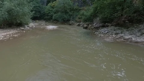 Mountain river in a deep gorge. Aerial drone footage Stock Footage 111505331