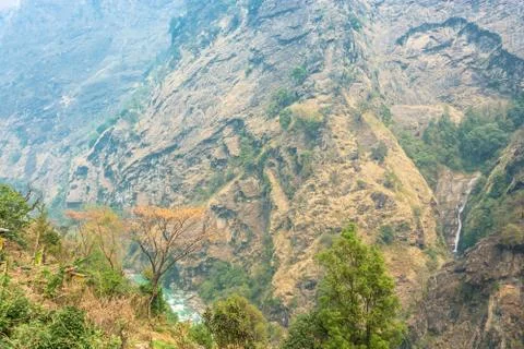Mountain river in a deep gorge. Stock Photos