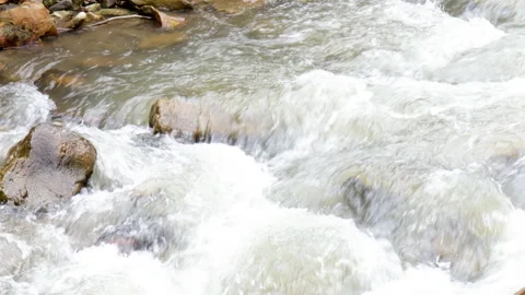 Mountain river from different angles, 4k close up video. Video stock 189938409