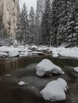 Mountain river during winter Stock Photos