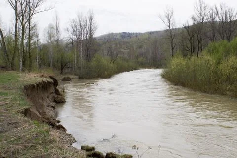 Mountain river of East Kazakhstan in spring Stock Photos