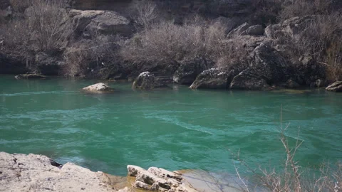 Mountain river with emerald colored water. Stock Footage 104635642
