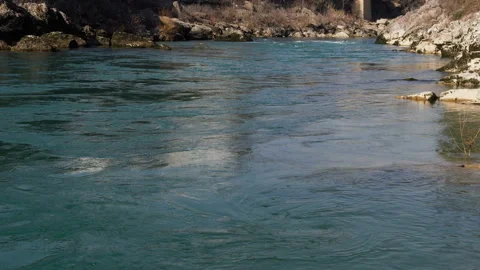 Mountain river with emerald colored water. Stock Footage 104675005