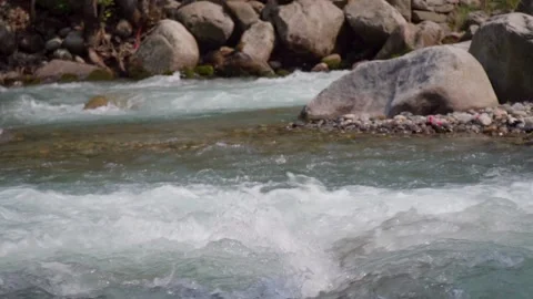 Mountain river. Fast water.Slow motion Stock Footage 196780359