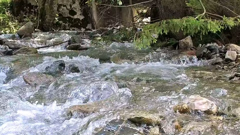 Mountain river flow slow motion Stock Footage 102225949