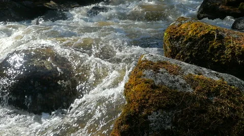 Mountain river flow threshold Stock Footage 50457407
