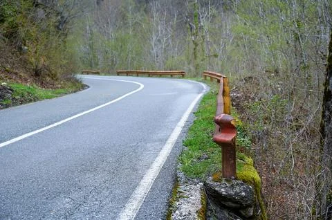 Mountain river flow through forest. Beautiful alpine landscape with azure water Stock Photos