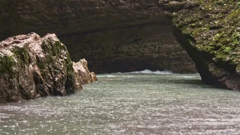Mountain river flowing in a canyon in springtime Stock Footage 243752555