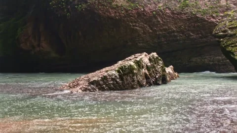 Mountain river flowing in a canyon in springtime Stock Footage 243752858
