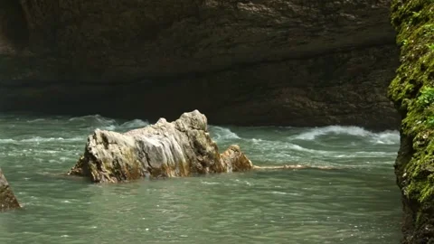 Mountain river flowing in a canyon in springtime Stock Footage 243757721