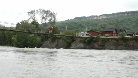 Mountain river flowing in a canyon in springtime Stock-Footage 243759618