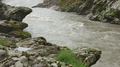 Mountain river flowing in a canyon in springtime Stock-Footage 243760111