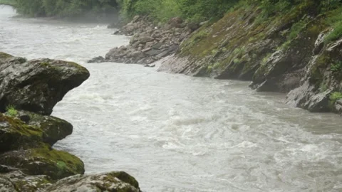 Mountain river flowing in a canyon in springtime Stock-Footage 243763974