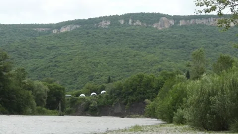 Mountain river flowing in a canyon in springtime Stock-Footage 243764088