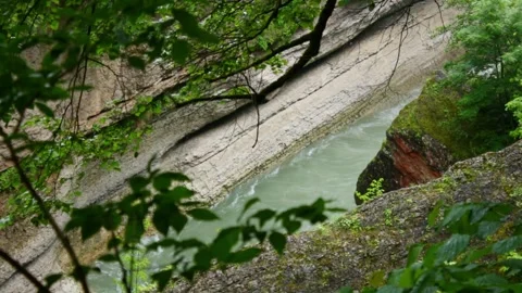 Mountain river flowing in a canyon in springtime Stock-Footage 243765002