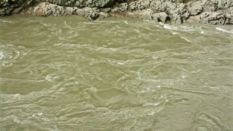 Mountain river flowing in a canyon in springtime Stock-Footage 243765292