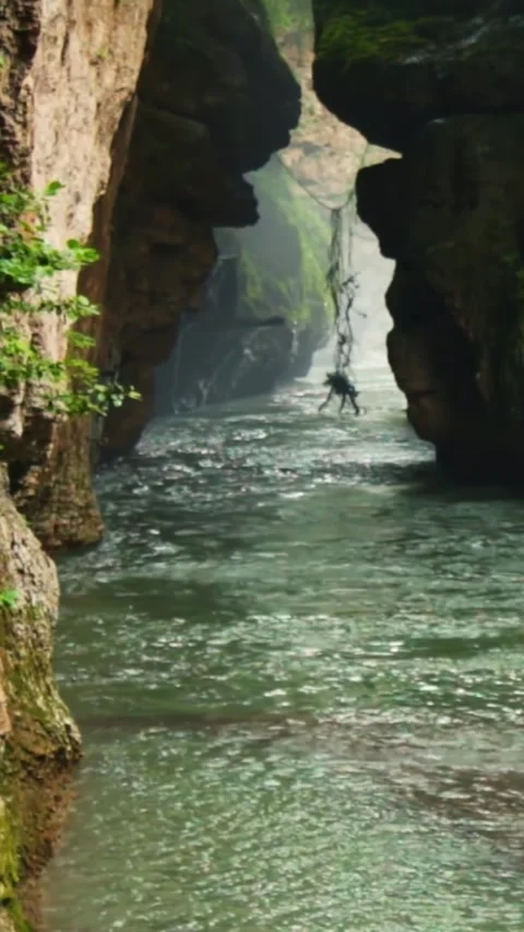 Mountain river flowing in a canyon in springtime 스톡 동영상 244064870