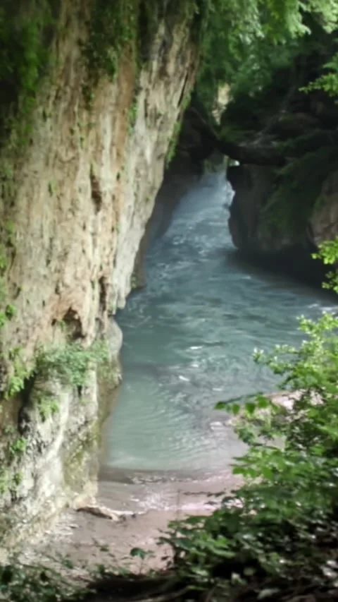 Mountain river flowing in a canyon in springtime Stock Footage 244065058