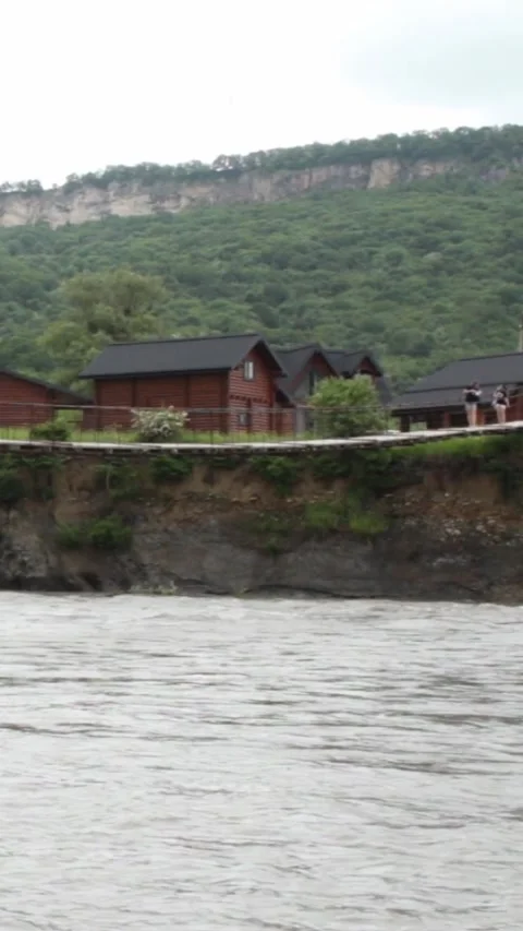 Mountain river flowing in a canyon in springtime Stock Footage 244069304