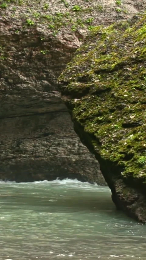 Mountain river flowing in a canyon in springtime Stock Footage 244069851
