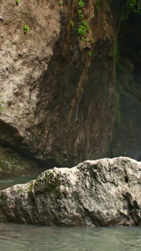 Mountain river flowing in a canyon in springtime Stock Footage 244069997