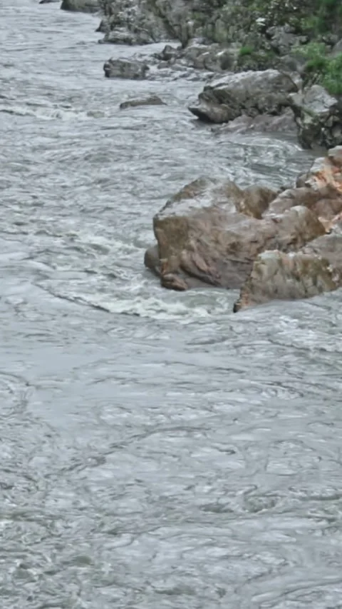 Mountain river flowing in a canyon in springtime Stock Footage 244072362