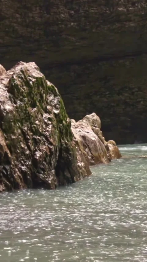 Mountain river flowing in a canyon in springtime Stock Footage 244073878