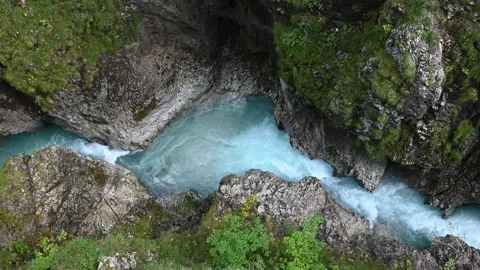 A mountain river flowing inside of a gorge Stock-Footage 260868194