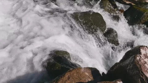 Mountain River Flowing Over Rocks in North Caucasus, Russia Stock Footage 320856598