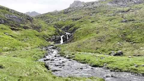 Mountain river flowing over rocks in molladalen no Stock Footage 338358936