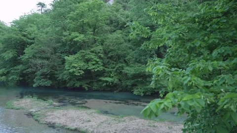 Mountain river flowing in rainforest. Endless meditative video, in tropical Stock Footage 196332028