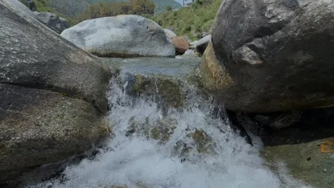 Mountain river flowing at summer forest landscape Stock Footage 276254654